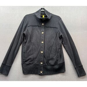 Lole Sweater Jacket Womens Large Charcoal Grey Full Zip Mock Neck Knit